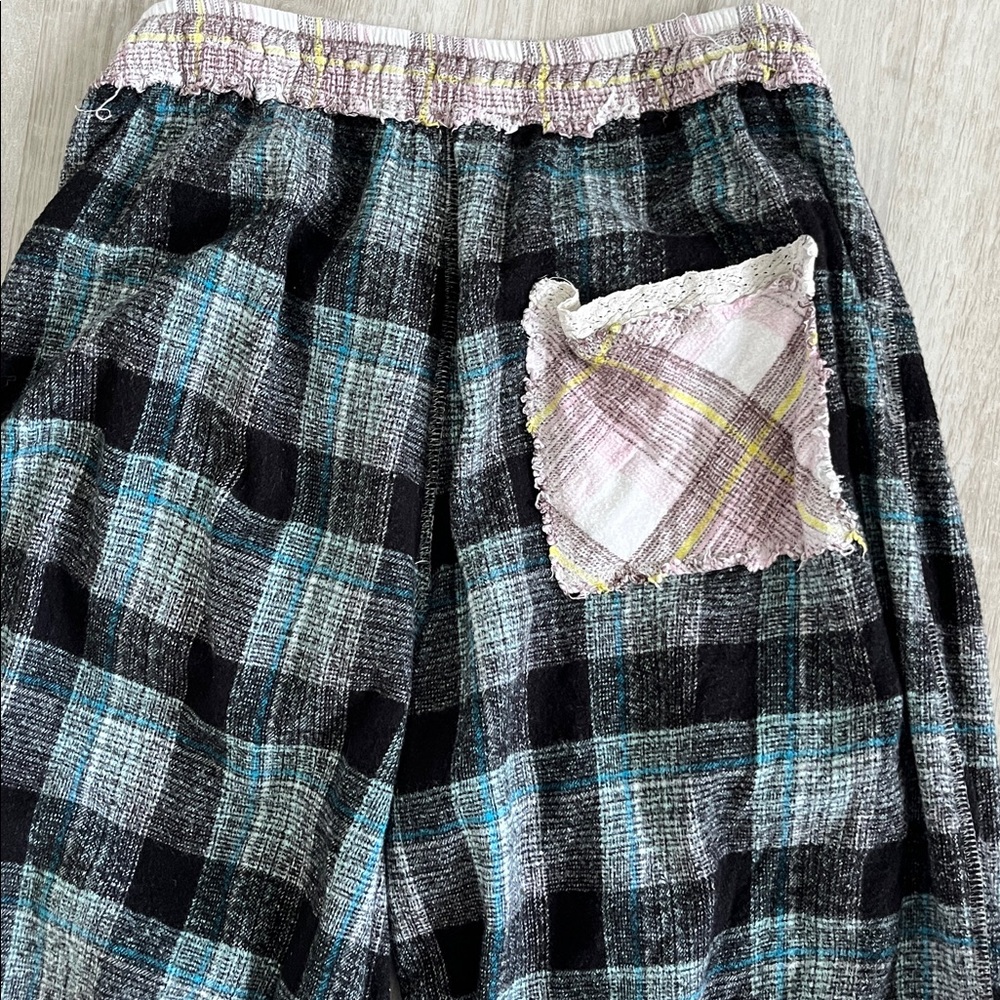 Free People Intimately Flannel Button Shirt Oversized Plaid Capri Pants Set S XS - Picture 14 of 16